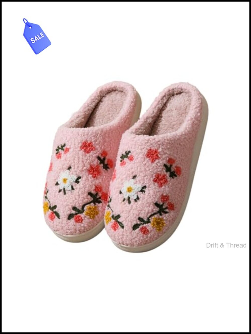 Fuzzy Flower Slippers Memory Foam Non Slip Plush Lined House Shoes